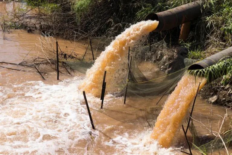 Water contamination from industrial runoff.